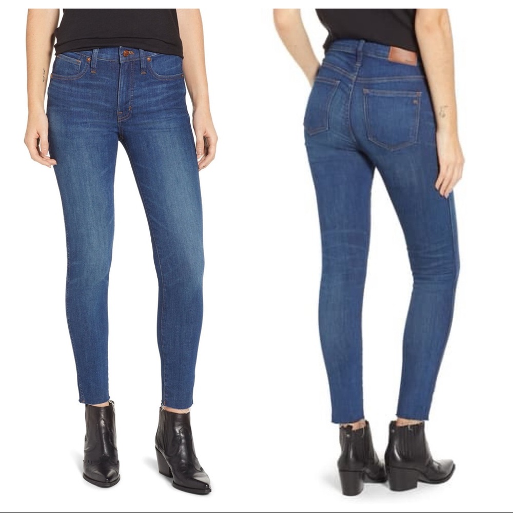 Madewell 9” High Rise Skinny Jeans Raw Hem Dark Women’s‎ Sz 27